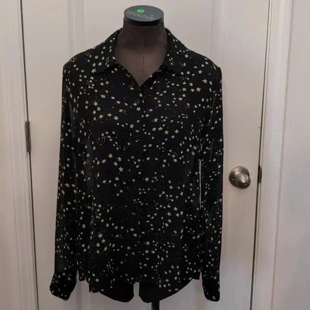 Cabi women's galaxy button down long sleeve blouse - Picture 3 of 6